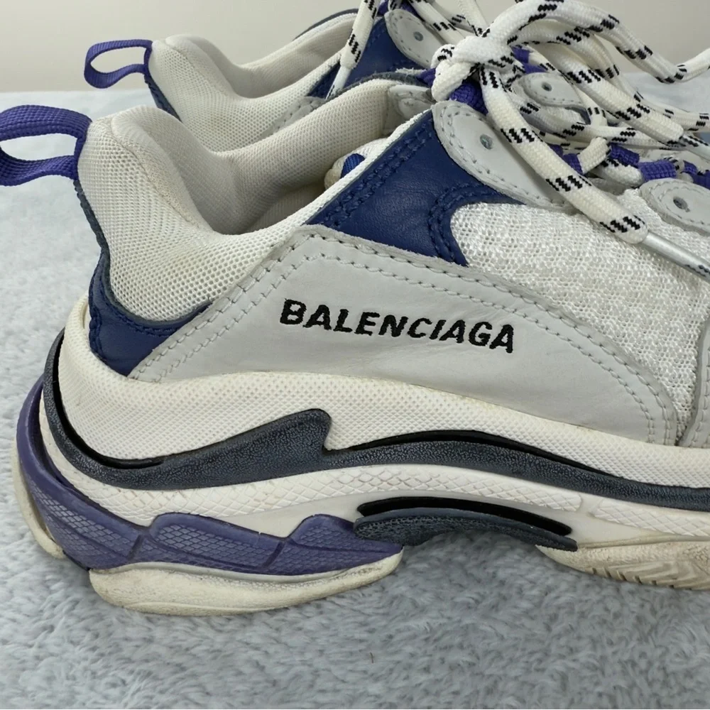 Balenciaga Triple S White Purple Women Size 7 - Picture 12 of 16